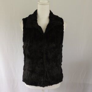 Cejon Faux Fur Black Vest with Black Sequins